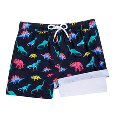 Boys Swim Trunks with Compression Boxer Brief Liner A04