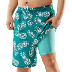 Big and Tall Swim Trunks for Men with Compression Liner(Printed)