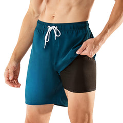 7in Mens Swim Trunks with Compression Liner Two Side Pockets 02