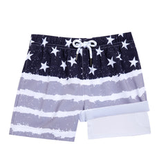 Boys Swim Trunks with Compression Boxer Brief Liner A04