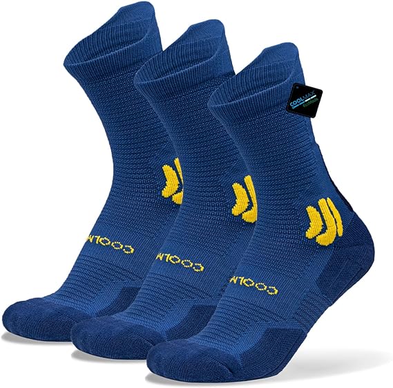 BRISIRA Coolmax Bamboo Viscose Compression Running Socks 3 Pairs Ankle Low Cut Athletic Anti Blister Cushioned Seamless