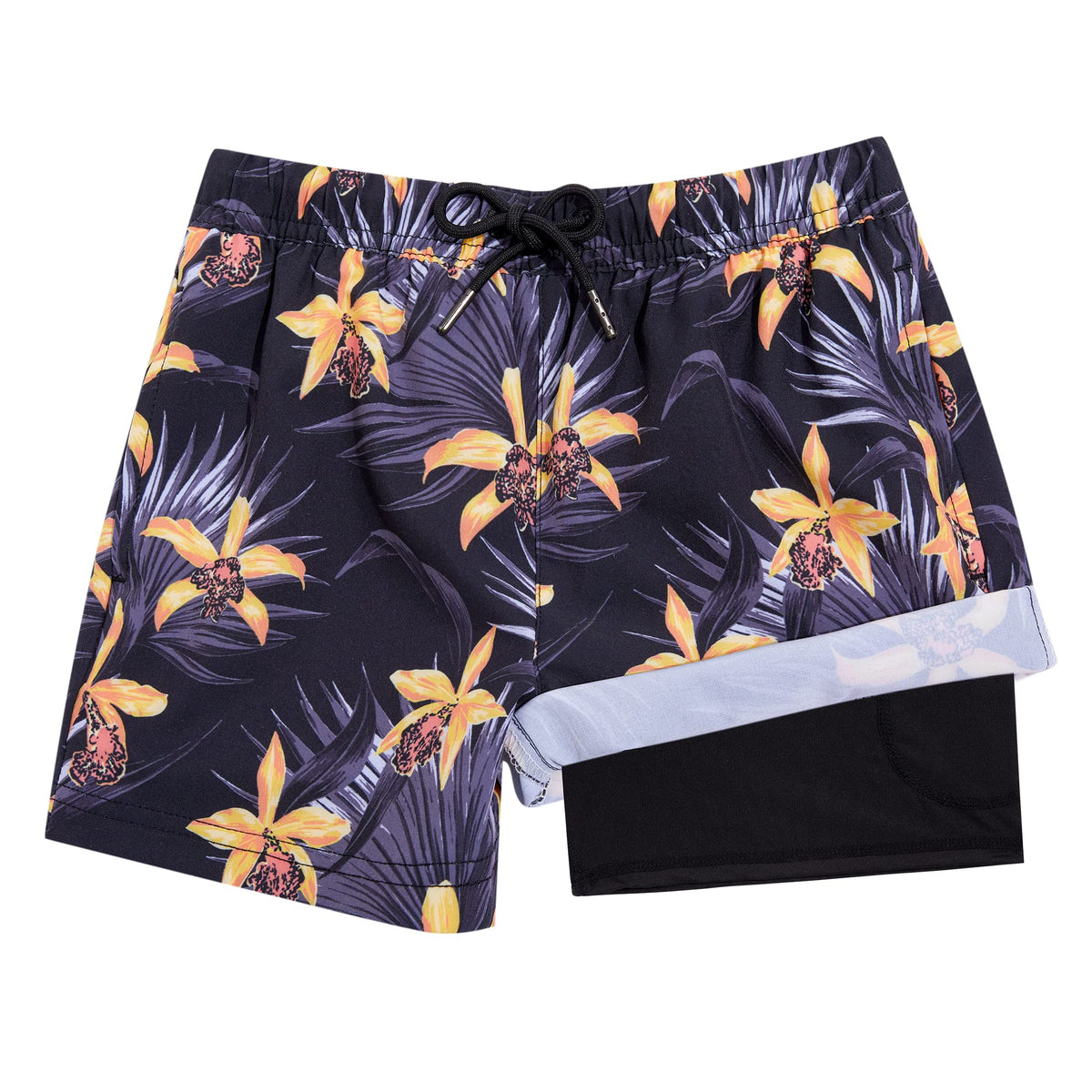 Boys Swim Trunks with Compression Boxer Brief Liner A01