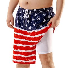 Big and Tall Swim Trunks for Men with Compression Liner(Printed)