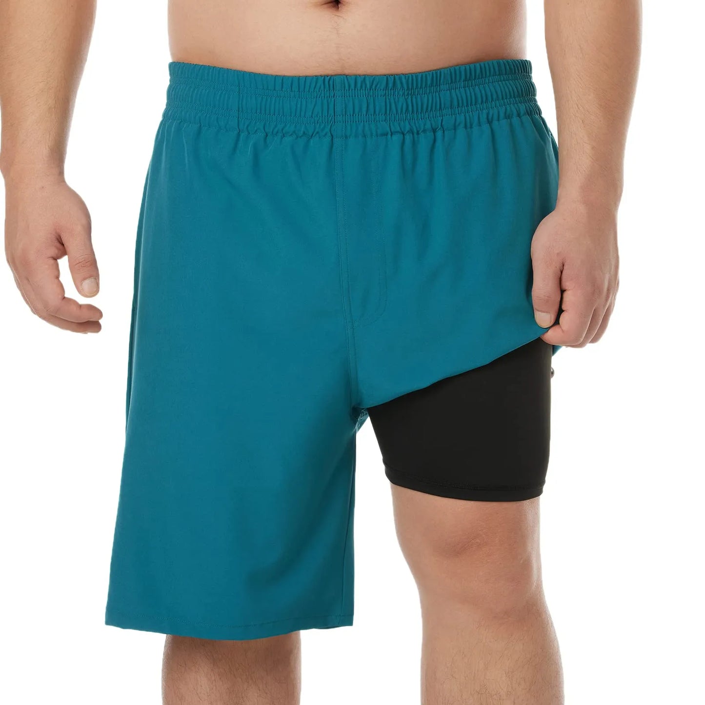 Big and Tall Swim Trunks for Men with Compression Liner(Solid)