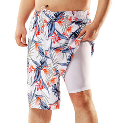 Big and Tall Swim Trunks for Men with Compression Liner(Printed)